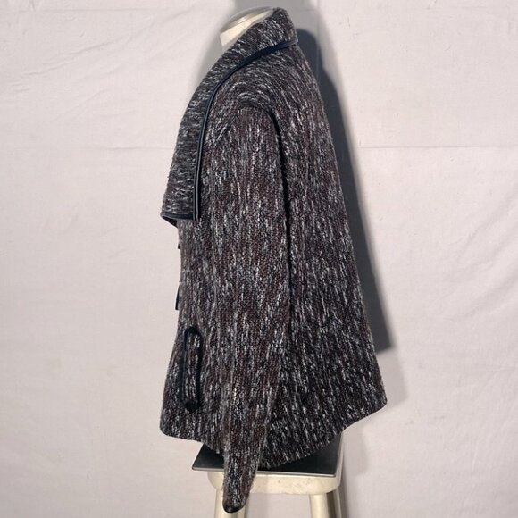 Northern Reflections Brown Black Wool Blend Toggle Closure Pea Coat Sweater L - Picture 7 of 13